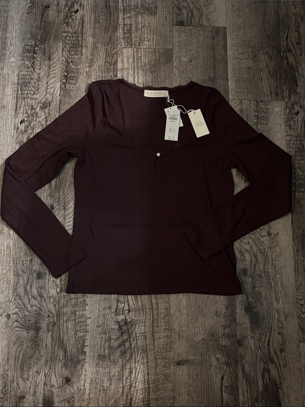 Abercrombie & Fitch Long Sleeve Scoop Neck Lounge Top - Brown - Size Medium